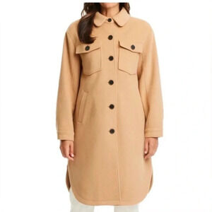 Sanctuary Long Shacket w/ Removable Faux Shearling Collar |  Camel | Size L